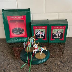 Hallmark Keepsake Christmas Carousel Horse Display Set 1989